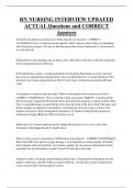 RN NURSING INTERVIEW UPDATED  ACTUAL Questions and CORRECT  Answers