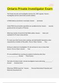 Ontario Private Investigator Exam With complete solutions latest update