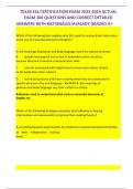 TEXAS ESL CERTIFICATION EXAM 2023-2024 ACTUAL  EXAM 300 QUESTIONS AND CORRECT DETAILED  ANSWERS WITH RATIONALES&vert;ALREADY GRADED A&plus; 