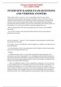 INTERVIEW KAISER EXAM QUESTIONS AND VERIFIED ANSWERS