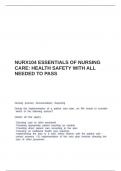 NURX104 Essentials of Nursing Care&colon; Health Safety