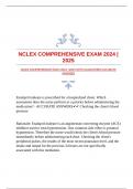 NCLEX COMPREHENSIVE EXAM 2024 &vert;2025 WITH GUARANTEED ACCURATE ANSWERS