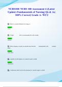 NURS100&sol; NURS 100 Assessment 4 &lpar;Latest 2024&sol; 2025 Update&rpar; Fundamentals of Nursing&vert; Qs & As&vert; 100&percnt; Correct&vert; Grade A- WCU