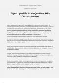 Paper 1 possible Exam Questions With Correct Answers
