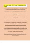NC Insurance Licensing Exam Correct 100&percnt;