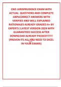 CNO JURISPRUDENCE EXAM WITH ACTUAL  QUESTIONS AND COMPLETE 100&percnt;CORRECT ANSWERS WITH VERIFIED AND WELL EXPLAINED RATIONALES ALREADY GRADED A&plus; BY EXPERTS &vert;LATEST VERSION 2024 WITH GUARANTEED SUCCESS AFTER DOWNLOAD ALREADY PASSED&excl;&excl;&excl;&excl;&excl;&excl;&excl; &lpar;PROVEN ITS ALL YOU N