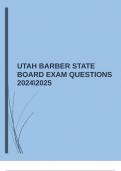UTAH BARBER STATE BOARD EXAM QUESTIONS 20242025 &vert;COMPLETE WITH ACCURATE ANSWERS