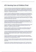 Nursing Care of Children Final Exam Questions and Correct Answers 