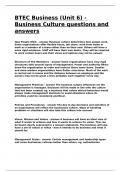 BTEC Business &lpar;Unit 6&rpar; - Business Culture questions and answers&period;