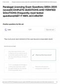 Paralegal Licensing Exam Questions &vert;2024-2025 newest&vert;COMPLETE QUESTIONS AND VERIFIED SOLUTIONS &lpar;frequently most tested questions&rpar;&vert;GET IT 100&percnt; ACCURATE&excl;&excl;