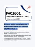 FAC1601 Finance Assignment Semester 1 Correct Questions and Answers 2024 GRADED A&plus;