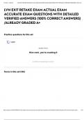 LVN EXIT RETAKE EXAM ACTUAL EXAM ACCURATE EXAM QUESTIONS WITH DETAILED VERIFIED ANSWERS &lpar;100&percnt; CORRECT ANSWERS&rpar; &sol;ALREADY GRADED A&plus;