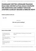 STARGUARD WRITTEN LIFEGUARD TRAINING EXAM 2024 NEWEST ACTUAL EXAM COMPLETE 300 QUESTIONS AND CORRECT DETAILED ANSWERS &vert;ALREADY GRADED A&plus;&vert;&vert;BRAND NEW&excl;&excl;