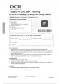 OCR GCSE &lpar;9&minus;1&rpar; Chemistry B &lpar;Twenty First Century Science&rpar; Paper 1 and 2 &lpar;Foundation Tier&rpar; JUNE 2024 QUESTION PAPERS AND MARK SCHEMES