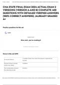 CNA STATE FINAL EXAM 2024 ACTUAL EXAM 2 VERSIONS &lpar;VERSION A AND B&rpar; COMPLETE 400 QUESTIONS WITH DETAILED VERIFIED ANSWERS &lpar;100&percnt; CORRECT ANSWERS&rpar; &sol;ALREADY GRADED A&plus;