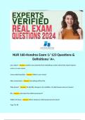 NUR 160-Hondros Exam 1&sol; 123 Questions & Definitions&sol; A&plus;&period; 