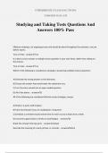 Studying and Taking Tests Questions And Answers 100&percnt; Pass