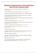 Reading Comprehension Exam Questions And Correct Answers 2024&period;