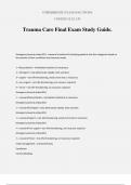 Trauma Care Final Exam Study Guide