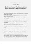TruGreen Pesticide Certification 6&comma;3a&comma;3b Exam Questions With Correct Answers
