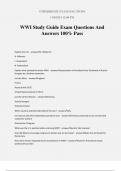 WWI Study Guide Exam Questions And Answers 100&percnt; Pass
