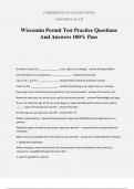 Wisconsin Permit Test Practice Questions And Answers 100&percnt; Pass