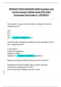SERVSAFE FOOD MANAGER EXAM Questions And  Correct Answers Verified Latest 2024-2025  Guaranteed Pass Grade A &plus; UPDATED&excl;&excl; 