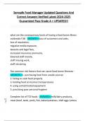Servsafe Food Manager Updated Questions And  Correct Answers Verified Latest 2024-2025  Guaranteed Pass Grade A &plus; UPDATED&excl;&excl;