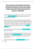 Texas Principles of Real Estate II Final Exam  Actual Exam Questions And Correct Answers  Verified Latest 2024-2025 Guaranteed Pass  Grade A &plus; UPDATED&excl;&excl;