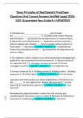 Texas Principles of Real Estate II Final Exam  Questions And Correct Answers Verified Latest 2024- 2025 Guaranteed Pass Grade A &plus; UPDATED&excl;&excl; 