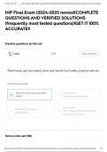 INP Final Exam &vert;2024-2025 newest&vert;COMPLETE QUESTIONS AND VERIFIED SOLUTIONS &lpar;frequently most tested questions&rpar;&vert;GET IT 100&percnt; ACCURATE&excl;&excl;