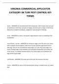  VIRGINIA COMMERCIAL APPLICATOR CATEGORY 3B TURF PEST CONTROL KEY TERMS QUESTIONS AND ANSWERS 2024