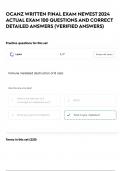 OCANZ WRITTEN FINAL EXAM NEWEST 2024 ACTUAL EXAM 100 QUESTIONS AND CORRECT DETAILED ANSWERS &lpar;VERIFIED ANSWERS&rpar; 