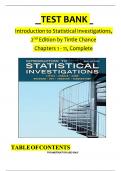 Test bank For Introduction to Statistical Investigations&comma; 2nd Edition by Nathan Tintle&semi; Beth L&period; Chance&comma; Complete Chapters 1 - 11&comma; Verified Latest Version