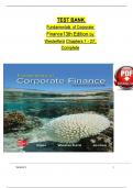 Fundamentals of Corporate Finance&comma; 13th Edition TEST BANK by Ross&comma; Westerfield&comma; Verified Chapters 1 - 27&comma; Complete Newest Version