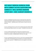 VATI ADULT MEDICAL SURGICAL EXAM WITH CORRECT ACTUAL QUESTIONS AND CORRECTLY  WELL DEFINED ANSWERS LATEST 2024 &ndash; 2025  ALREADY GRADED A&plus;