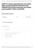 IC&RC Prevention Specialist Exam Prep &vert;2024-2025 newest&vert;COMPLETE QUESTIONS AND VERIFIED SOLUTIONS &lpar;frequently most tested questions&rpar;&vert;GET IT 100&percnt; ACCURATE&excl;&excl;