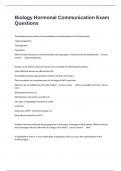 Biology Hormonal Communication Exam Questions And Correctly Well Defined Answers&period;