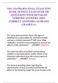 NSG 124 PHARM FINAL EXAM TEST BANK NEWEST EXAM OVER 450 QUESTIONS WITH DETAILED VERIFIED ANSWERS &lpar;100&percnt; CORRECT ANSWERS&rpar; &sol;ALREADY GRADED A&plus;