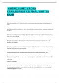 American Red Cross CPR&sol;AED&sol;First Aid final written exam
