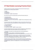 CT Real Estate Licensing Practice Exam Questions and Answers 100&percnt; Solved correctly