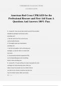 American Red Cross CPR&sol;AED for the Professional Rescuer and First Aid Exam A Questions And Answers 100&percnt; Pass