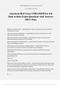 American Red Cross CPR&sol;AED&sol;First Aid final written Exam Questions And Answers 100&percnt; Pass&period;