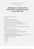 AHA Heartsaver Questions &lpar;First aid&sol;CPR&sol;AED&rpar;&period; Exam Questions And Answers 100&percnt; Pass&period;