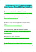 Medical Billing and Coding Certificate  exam&vert; Latest Guide 2025&vert; Approved Q&A