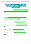 Medical Terminology and Anatomy&vert;  AMCA Exam&vert; Updated Q&A&vert; Latest  Review 2025