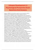 Lifespan Development&colon; A Psychological Perspective Exam        Questions And Answers 