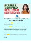 Critical Thinking Nur 200 Hondros&comma; 200 Exam 1 Critical Thinking&sol; 114 Q&A&period; 