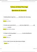 Tattoos & Body Piercings 2024 Questions and Answers &lpar;2024&sol;2025&rpar; &lpar;Verified Answers&rpar;