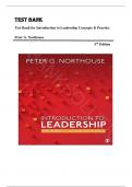 TEST BANK FOR Introduction to Leadership&colon; Concepts and Practice 5th Edition by Dr&period; Peter G&period; Northouse &comma; ISBN&colon; 9781544351599 &vert;All Chapters Covered&vert; Guide A&plus;